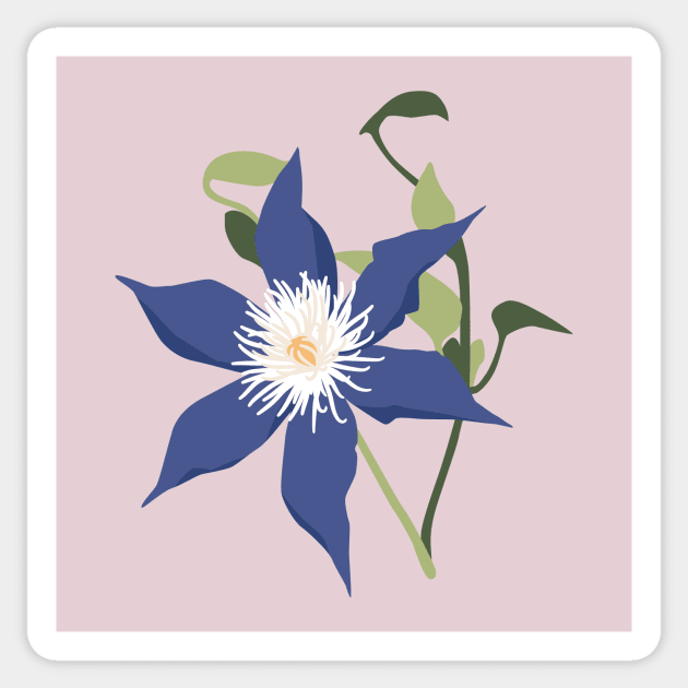 Blue Purple Clematis Flower Sticker by JunkyDotCom